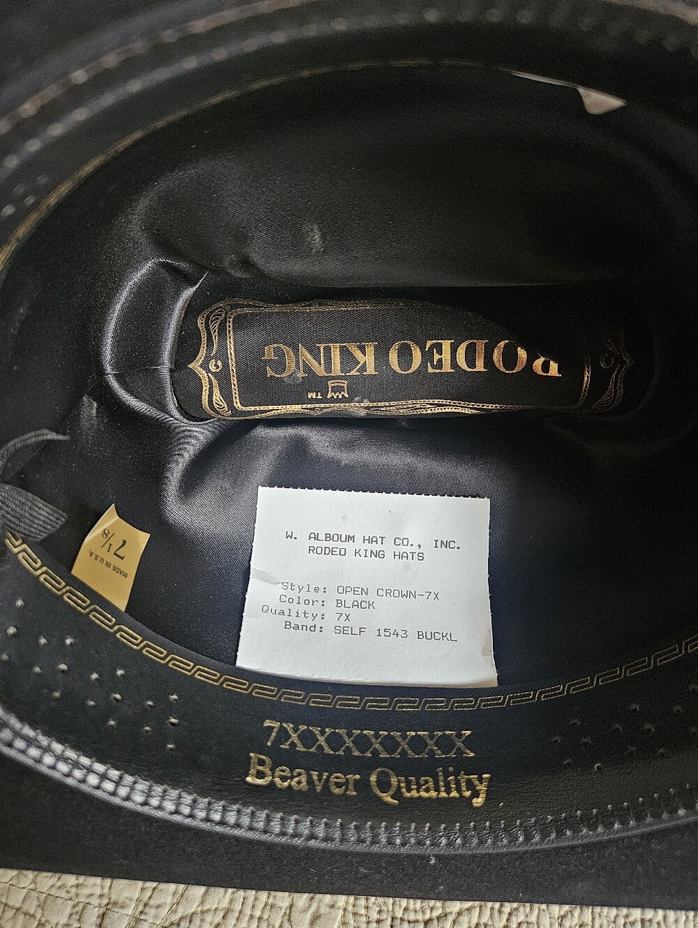 Rodeo King Men's Black Felt Western Hat Size 7-1/8, 7x - Picture 3 of 6